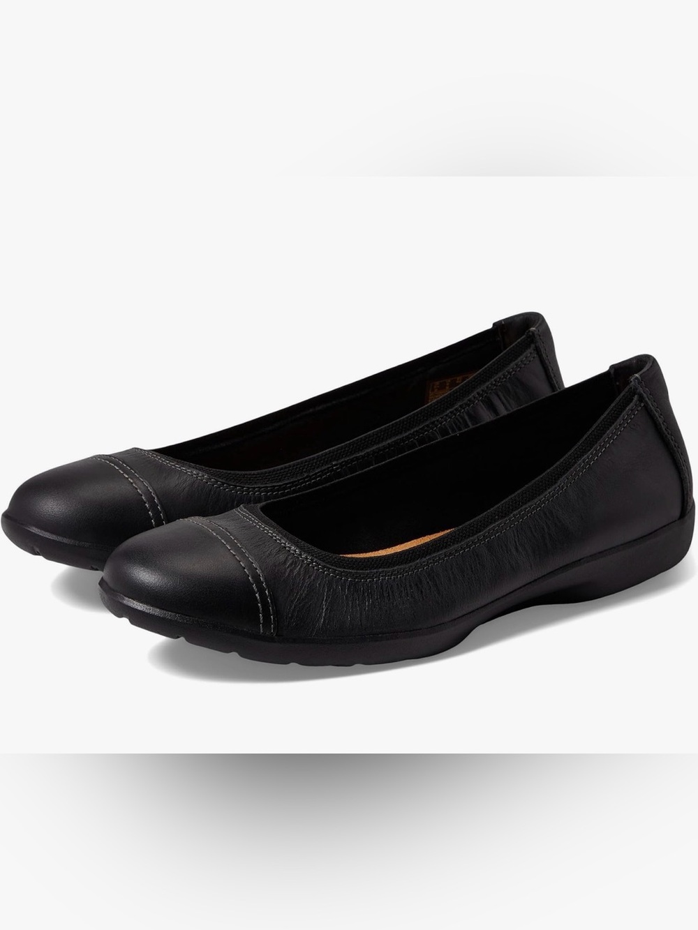 Clarks Black Leather Slip-On Ballet Flats